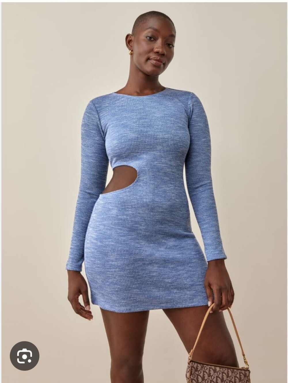 Reformation Blue Knit Cut Out Dress